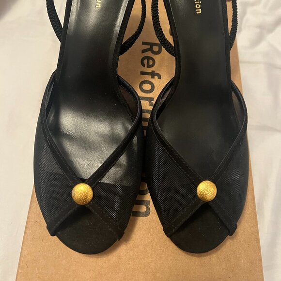 BRAND NEW Reformation Paula Heeled Sandal Black - Size 6.5 - Picture 1 of 8
